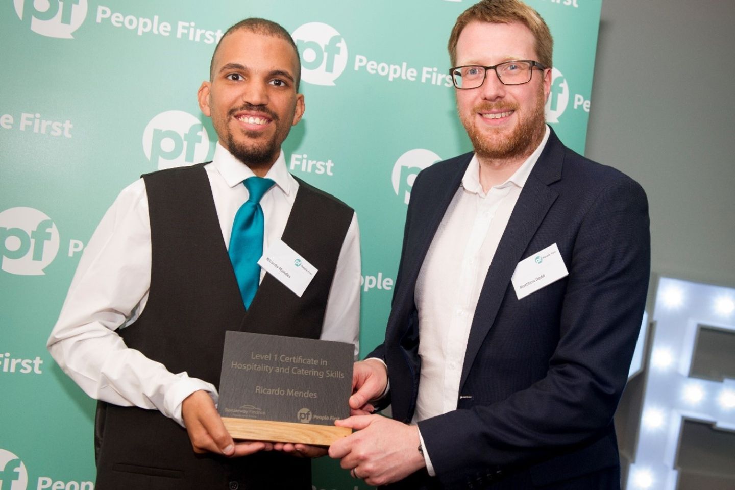 Matthew Dodd, Sales and Marketing Manager, attending the Peopl First Awards and Graduation Evening