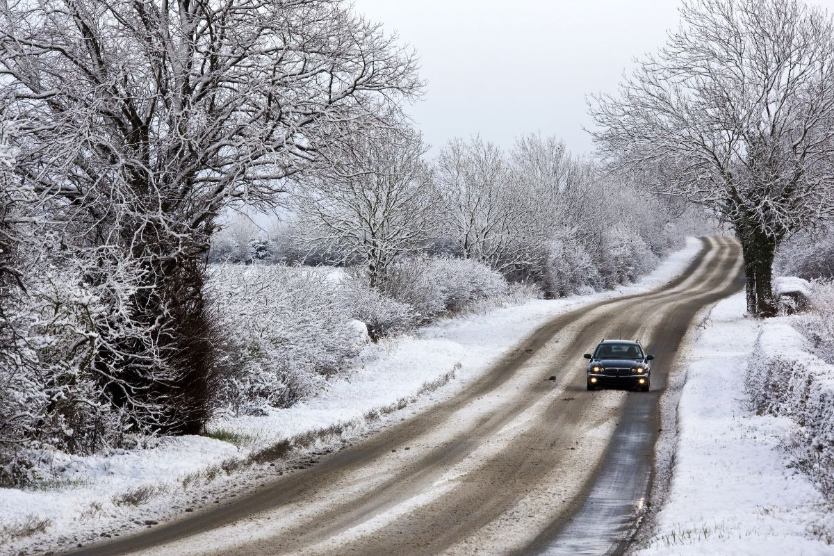Car on winter road